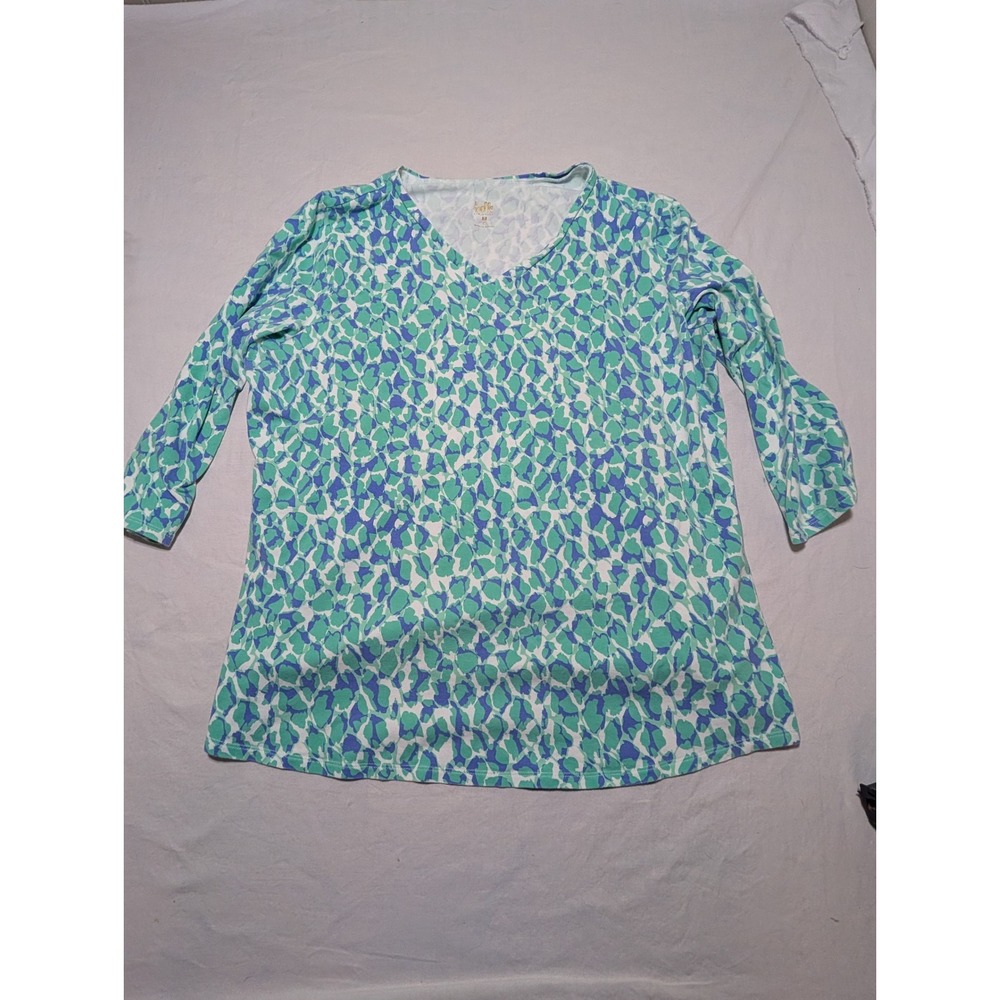 Belle Kim Gravel Womens M V-Neck 3/4 Sleeve Abstract Animal Print Top A491490